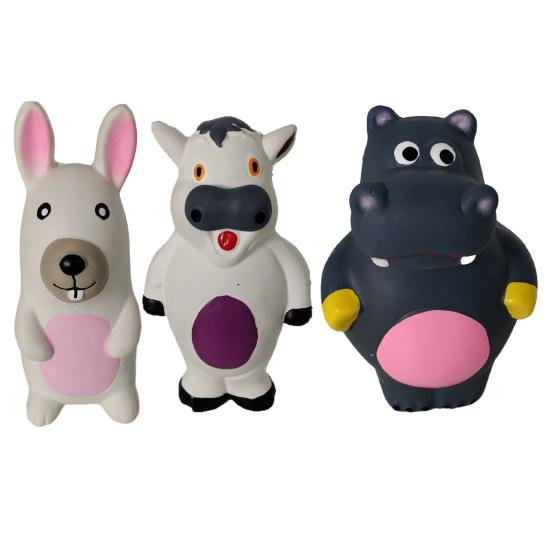 Unzerstörbares Quietsche-Hundespielzeug für aggressive Kauer Robustes Latex-Nilpferd-Kuh-förmiges Hundekau-Spielzeug für kleine, mittlere und große Hunde