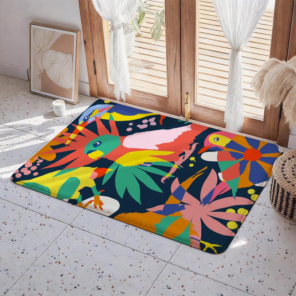 Abstract E Eyes Floor Mat Eco Flannel Doormat Non Slip Odorless Indoor Floor Rug Soft Short Plush Home Mat
