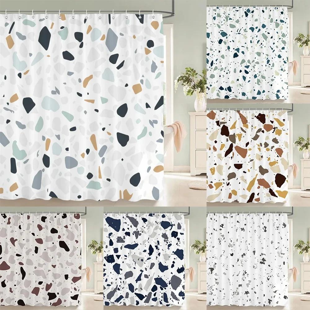 Nowoczesna Prosta Mozaikowa Zasłona Prysznicowa Wodoodporna Zasłona Kąpielowa z 12 Haczykami do Łazienki Dekoracja Domu Poliestrowa Tkanina Ekran