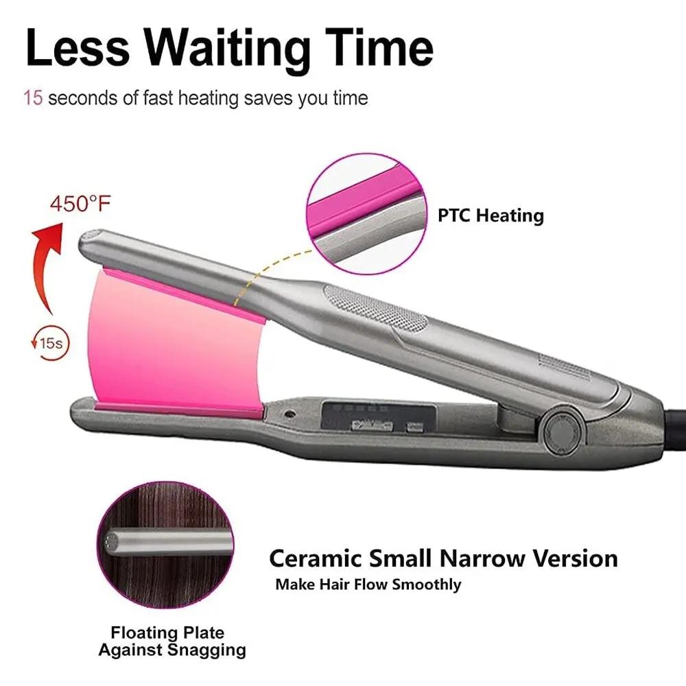 Mini Hair Straightener Curler For Short Hair Titanium Plate Beard Thin Pencil Flat Iron Travel Dual Voltage Hair Styling Tools