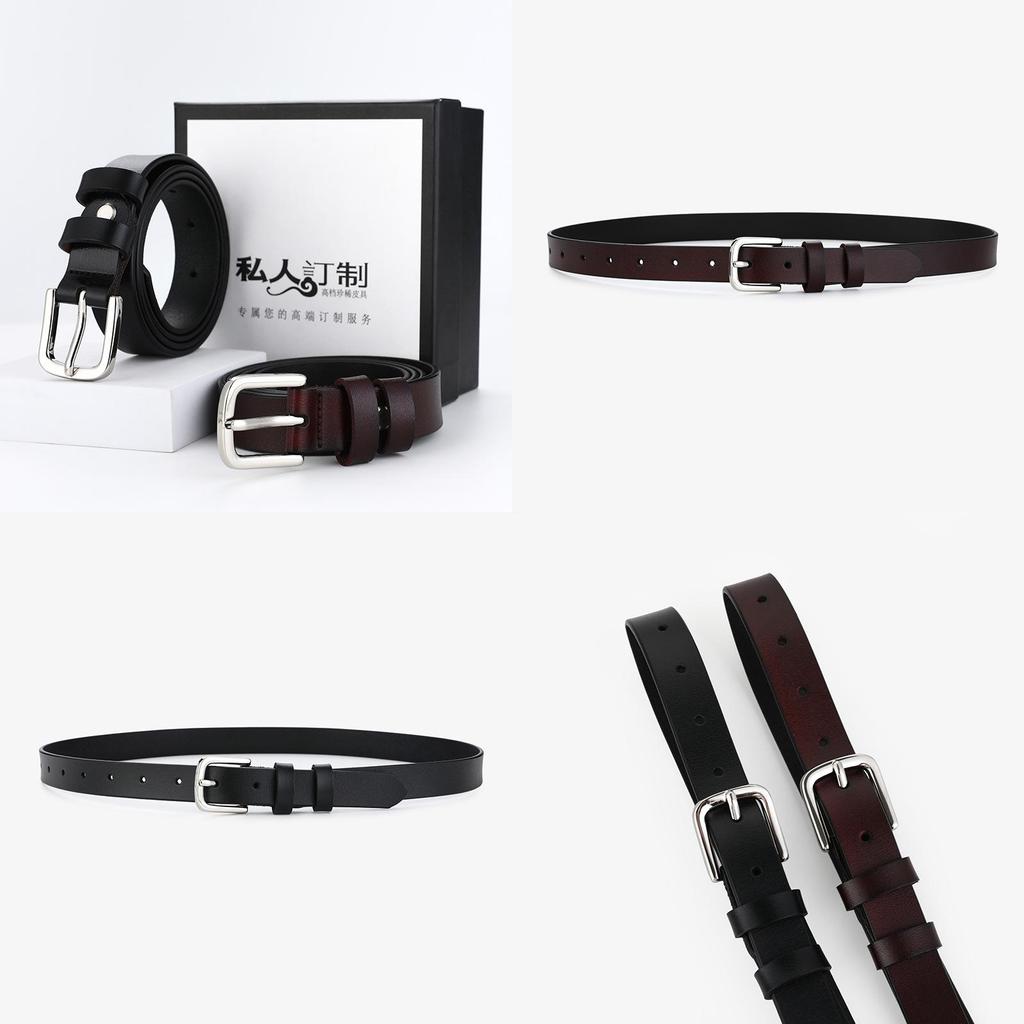 Retro Style Cowhide Belt With Alloy Pin Closure For Office And Daily Use