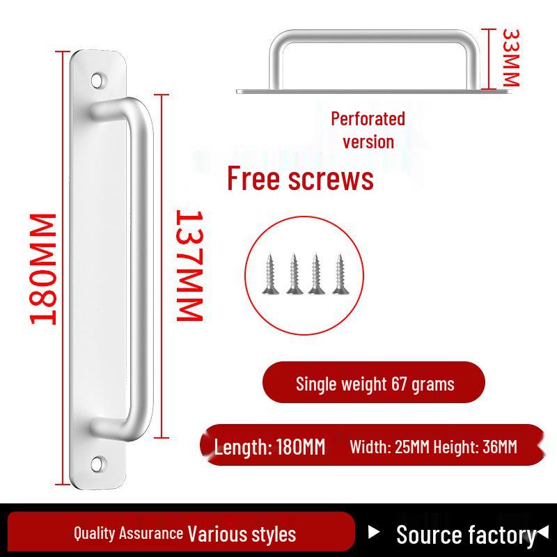 Aluminiumlegering Deurklink zonder Boren voor Glazen, Stalen, Kunststof Balkon-, Schuif- en Kastdeuren