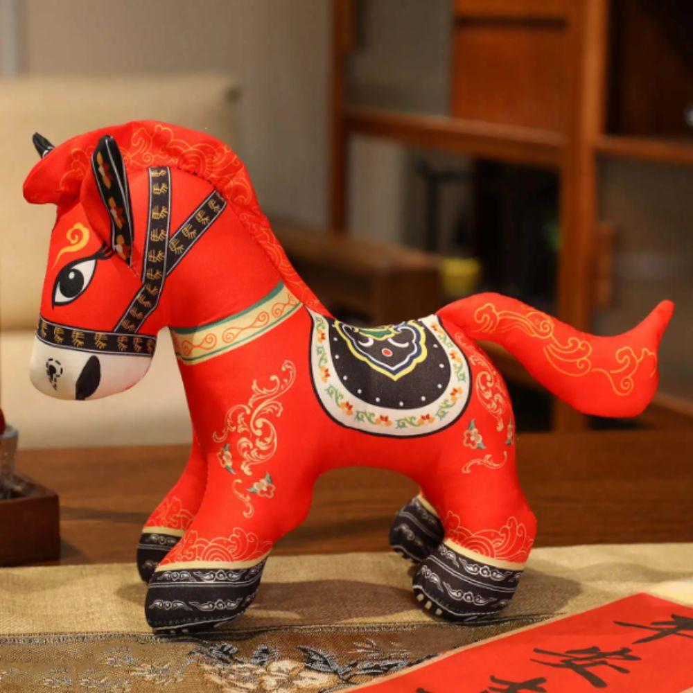 Cozy Embroidery Fabrics Good Luck Pony Doll Horse Mascot Plush Toy Home Decor