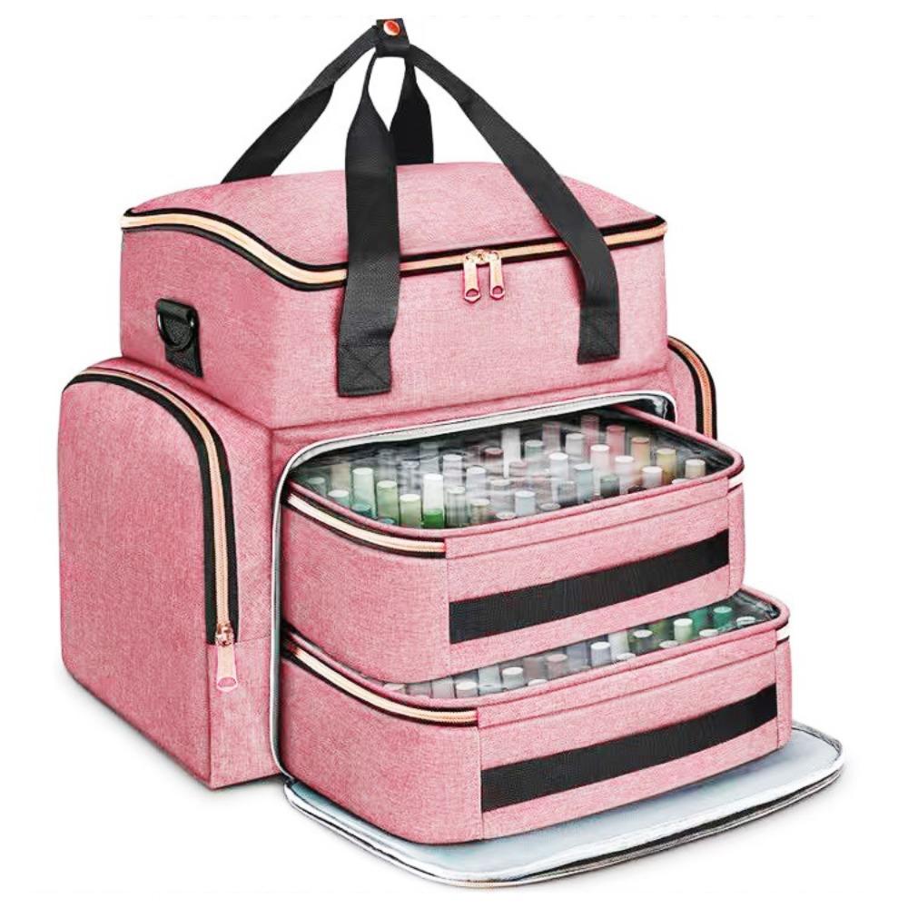 Large Capacity Nail Polish Organizer Bag with Shoulder Strap 96 Compartment Nail Care Kit Bag Handheld Essential Oil Storage Bag