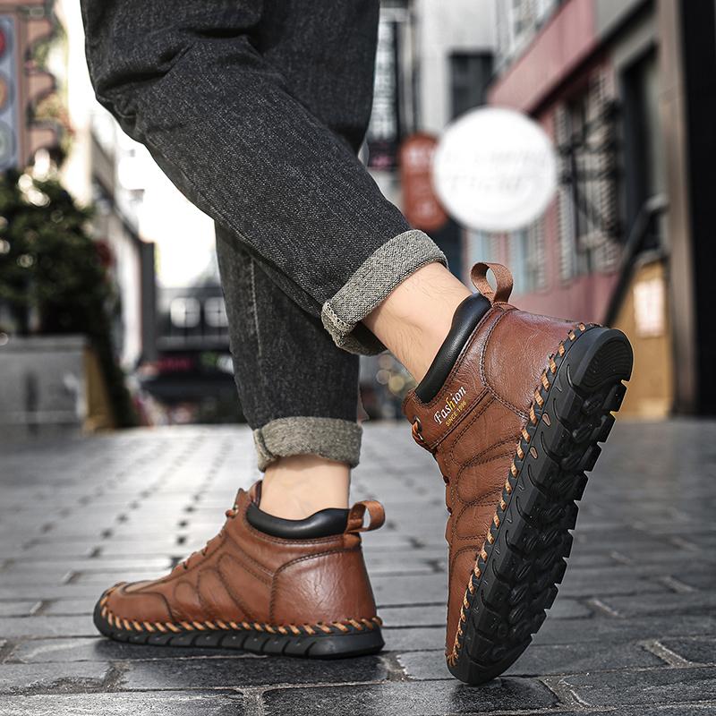 38-48 Leather Casual Men Shoes Design Sneakers Man Breathable Leather Shoes Men Ankle Boots Outdoor