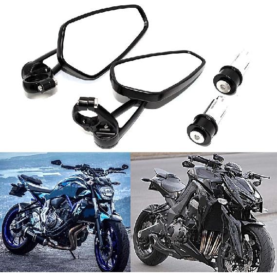 Universal Red Motorcycle Billet Aluminum 7/8  22 Bar End Side Rear View Mirrors Compatible with Kawasaki Z900 Z1000 Honda Grom Suzuki GSXR