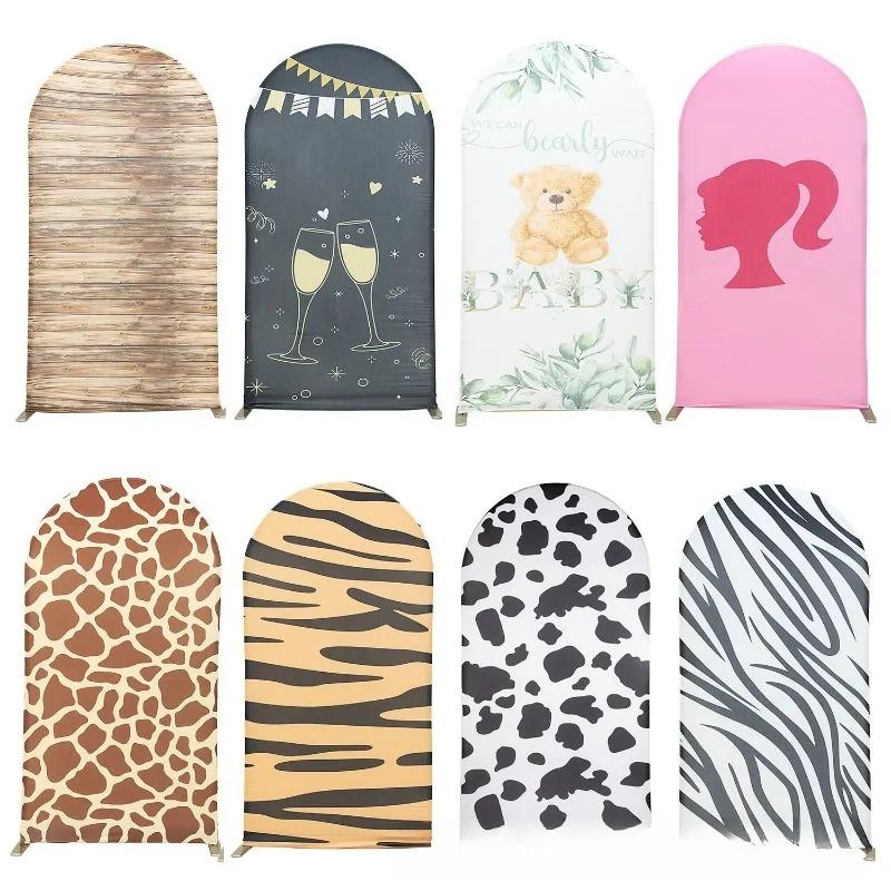 86x200cm Print Arch Cover Spandex Fitted Backdrop for Cow Theme Photo Background Birthday Party Baby Shower Wedding Decorations