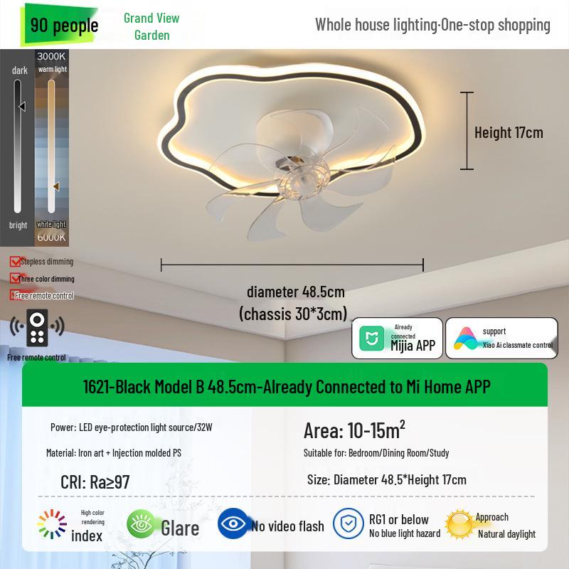 Modern Smart Ceiling Fan Light for Bedrooms, Restaurants & Children's Rooms - Cloud Design L263