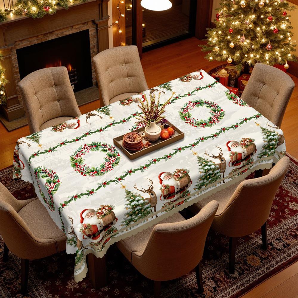 Christmas-Themed Waterproof Tablecloth, Round Table Cloth, Christmas Decoration, Table Cloth Round tablecloth-152x152cm