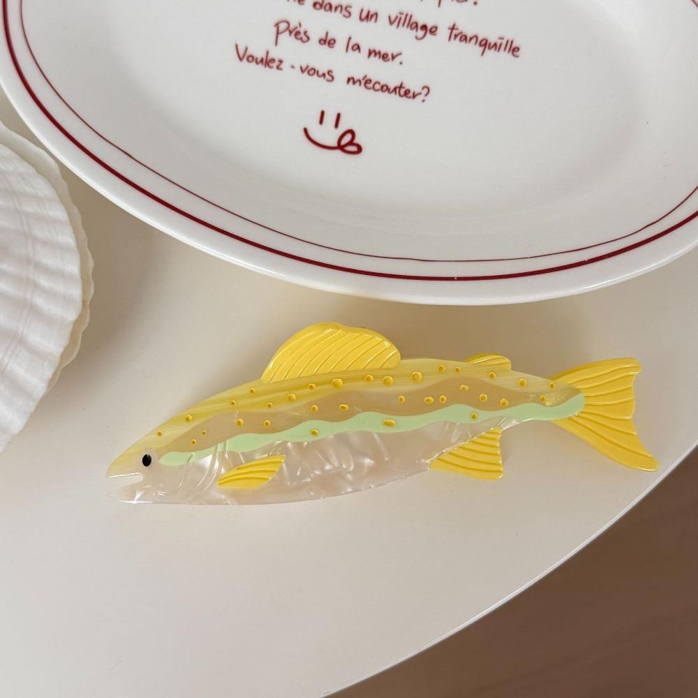 

Sweet Hairpin Ocean Fish Hair Claw Colorful Acetic Acid Marine Animals Hair Clip Salmon Geometry Fish Grab Clip Travel XXS жёлтый