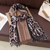Autumn and Winter New Fashion Retro Atmosphere Leopard Print Fringed Imitation Cashmere Scarf Women's Millennial Style Thickened Shawl