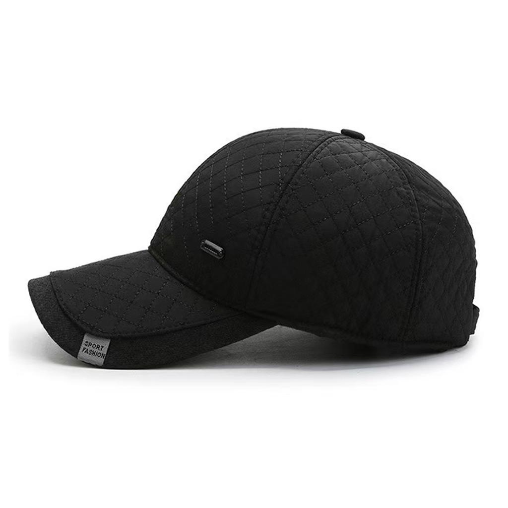 Fashion Diamond Grid Ear Protection Baseball Cap Winter Middle-aged and Elderly Warm Hat Leisure Travel Outdoor Hats Golf Caps