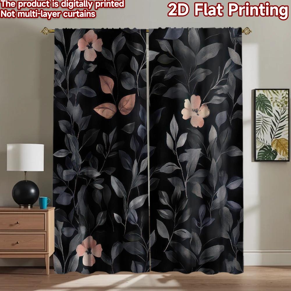 2D flat Photography Backdrop Background cloth Dark Floral Leaves 100% Polyester Festive Holiday Perfect for Suitable for 60×150cm