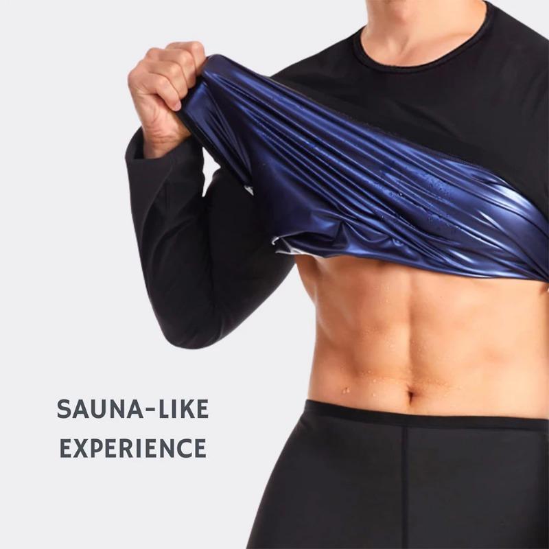 Sauna Shirt für Herren Schweißanzug Kompression Langarm Top Gewichtsverlust Körperformende Shirts für Training Sport
