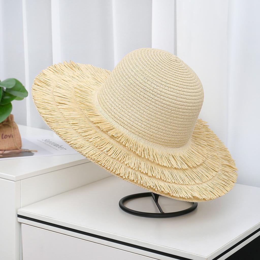 Sun hat children summer sunshade leisure beach hat travel elegant sunscreen hat big edge seaside face covering straw hat
