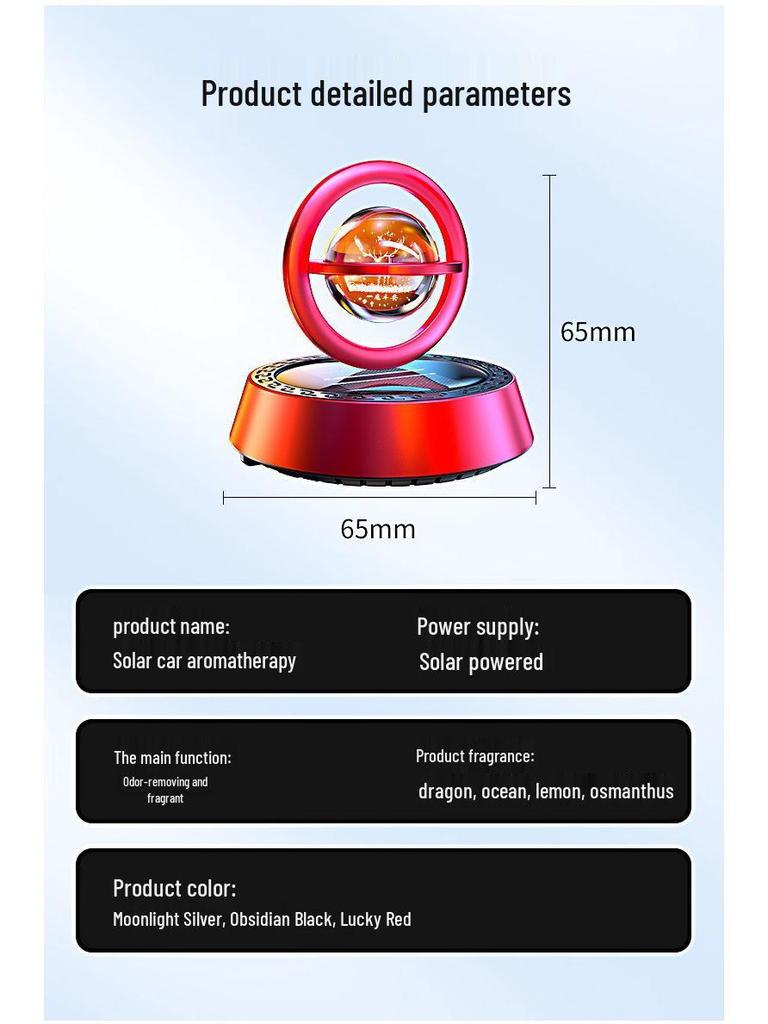 One Road Solar-Powered Rotating Dashboard Air Freshener Ornament for Car Interiors
