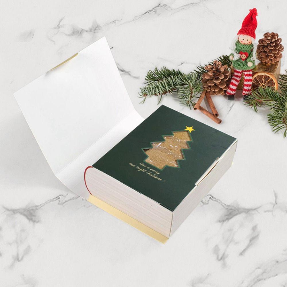 5pcs Paper Book Shape Paper Box Santa Christmas Sugar Gift Box Xmas Gift Packing Box  New Year