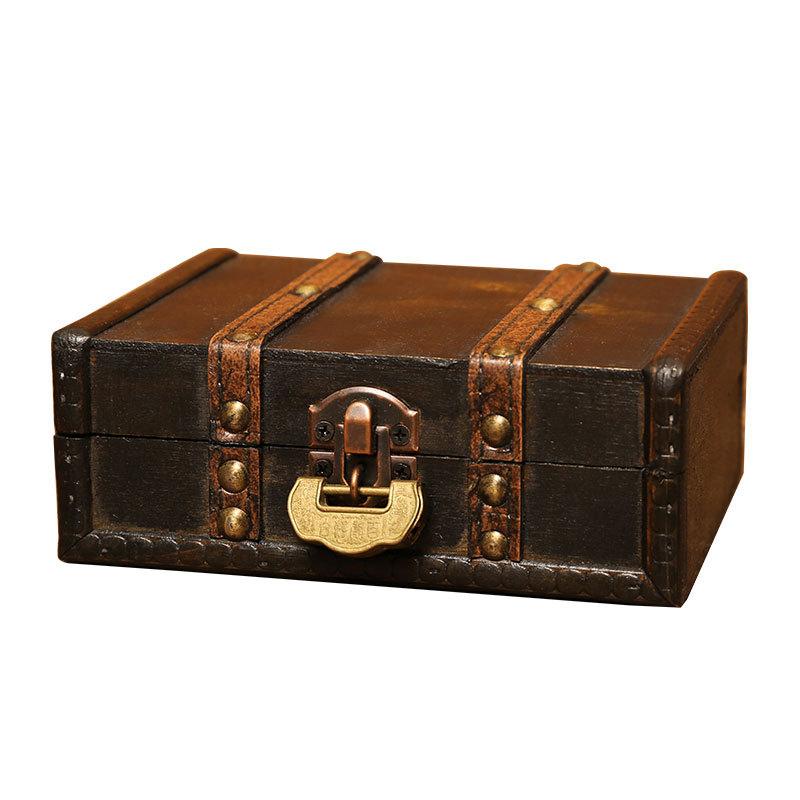 Antique Wooden Jewelry Chest Lock Chest Treasure Storage Box Home Decor