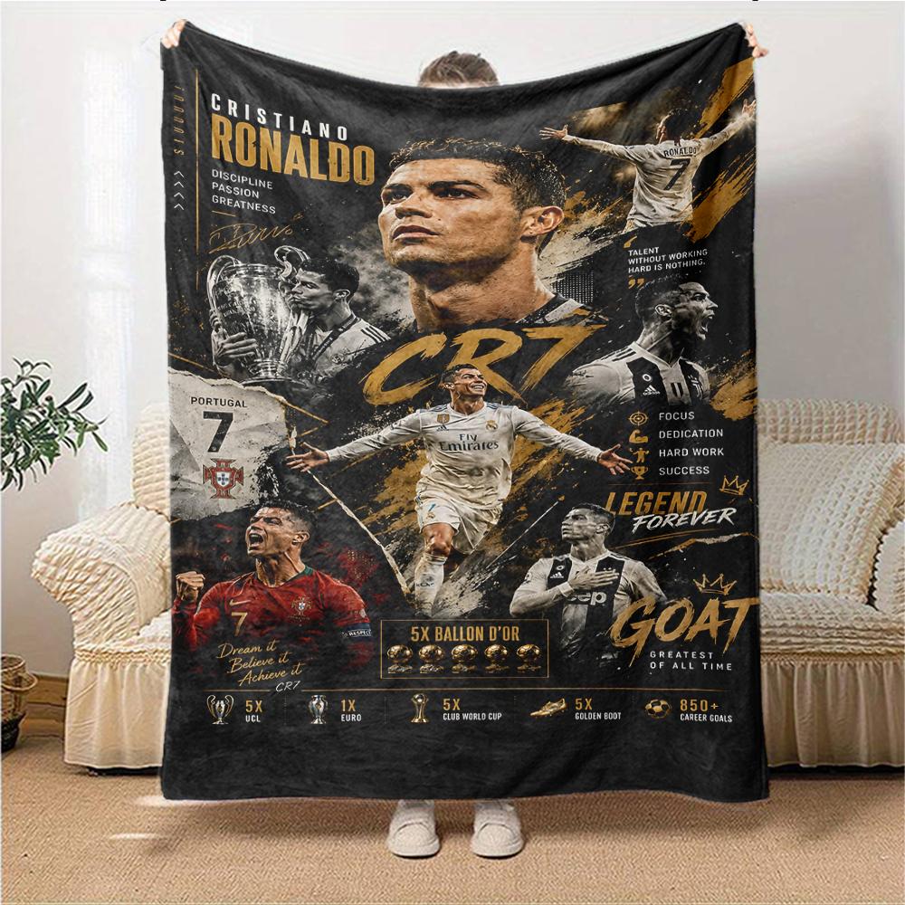 Ronaldos Legacy Lights bedruckte Flanelldecke, atmungsaktiv und warm, ein stilvolles Geschenk für Zuhause, geeignet für den Gebrauch zu Hause, im Büro und als Tagesdecke. 0713a5