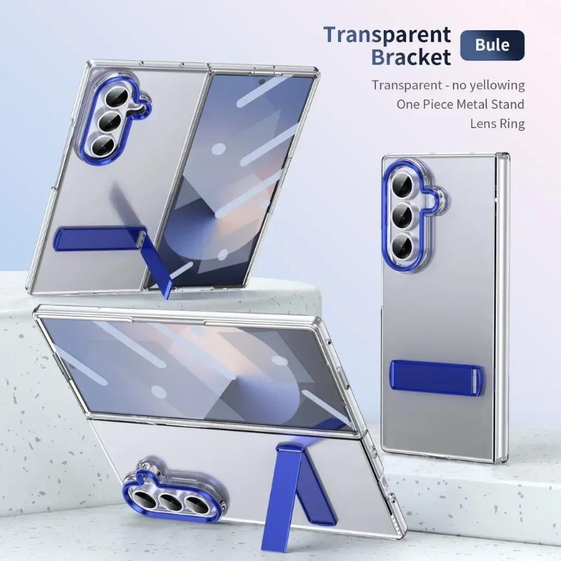 Simple Clear with Foldable Kickstand Phone Case for Samsung Galaxy Z Fold 7 6 5 4 3 Screen Protector Shockproof Protect Cover