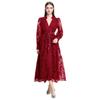 Französisches Temperament Damenkleid Frühling Taille Schwere Industrie Stickerei V-Ausschnitt Laternenärmel Einreiher Langer Rock