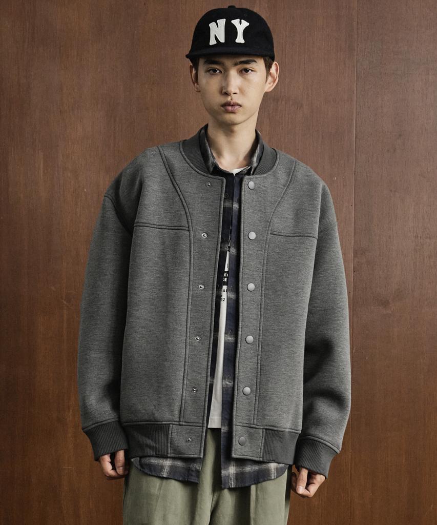 TAKEASY Neoprene Varsity Jacket (Dark Grey)