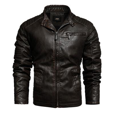 Autumn and Winter  Men's  Motorcycle  Plus Velvet  Leather  Casual  Youth  Jacket