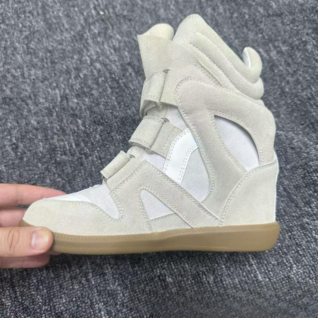 Nuove Scarpe da Donna con Zeppa Nascosta, Bicolore, Fondo Piatto, Casual, con Velcro, Sneakers da Donna