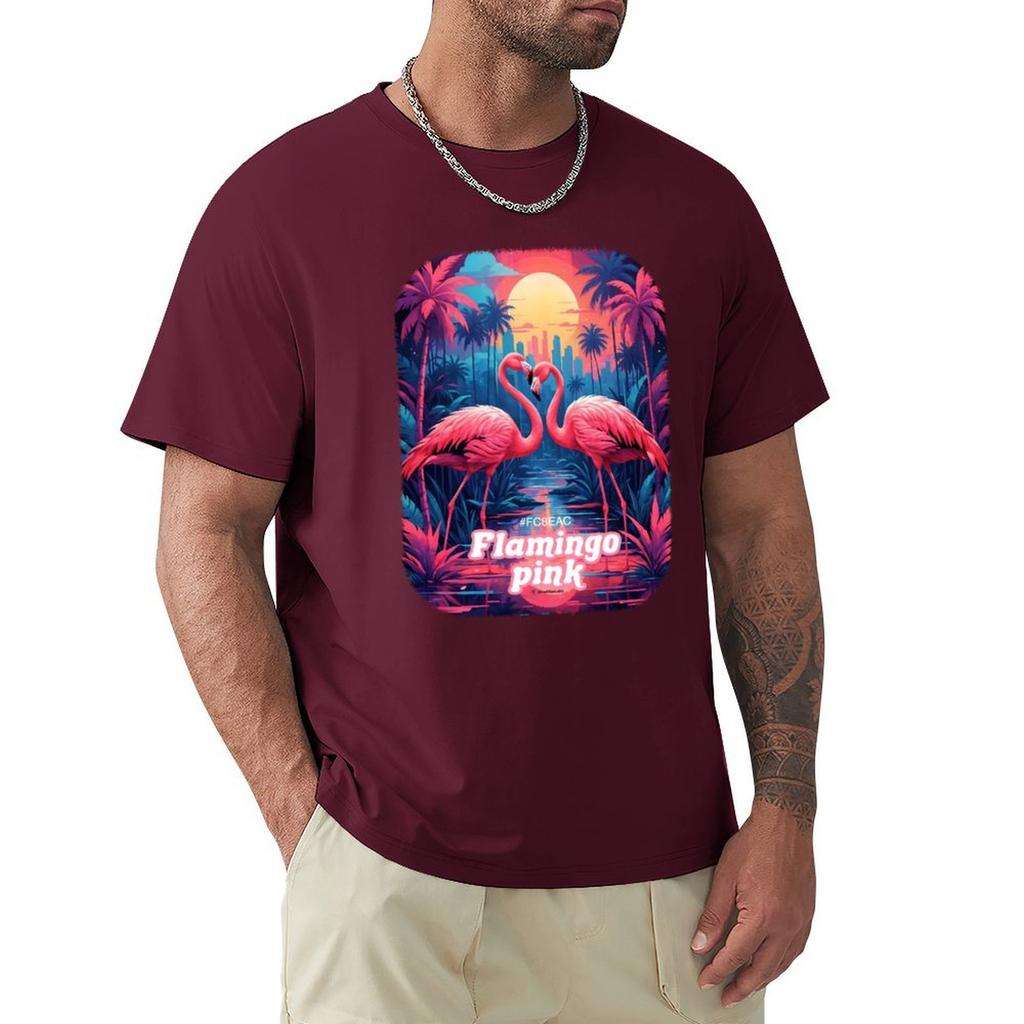 Flamingo Pink T-Shirt Graphic Tee Shirt Funnys Men Clothes