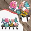 Butterfly Flowers Wall Mount Key Hook with 5 Hooks, Iron, Decor Keys Holder, Hanger for