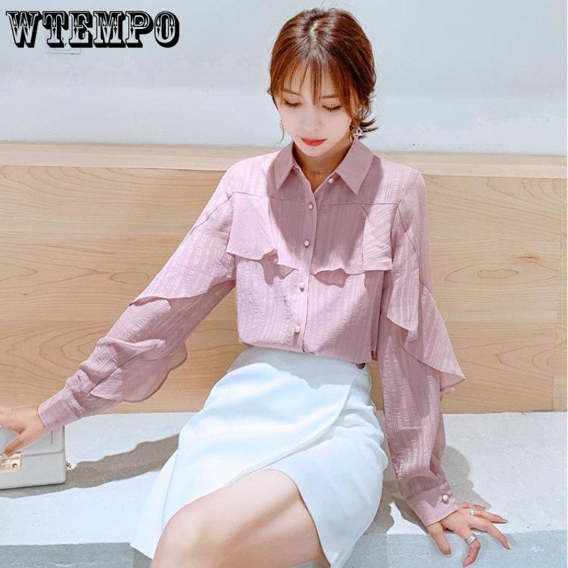 Spring and Autumn Women's Shirt Chiffon Shirt Fashion Long Sleeve Shirt Korean Loose Western Blouse Women's Shirt