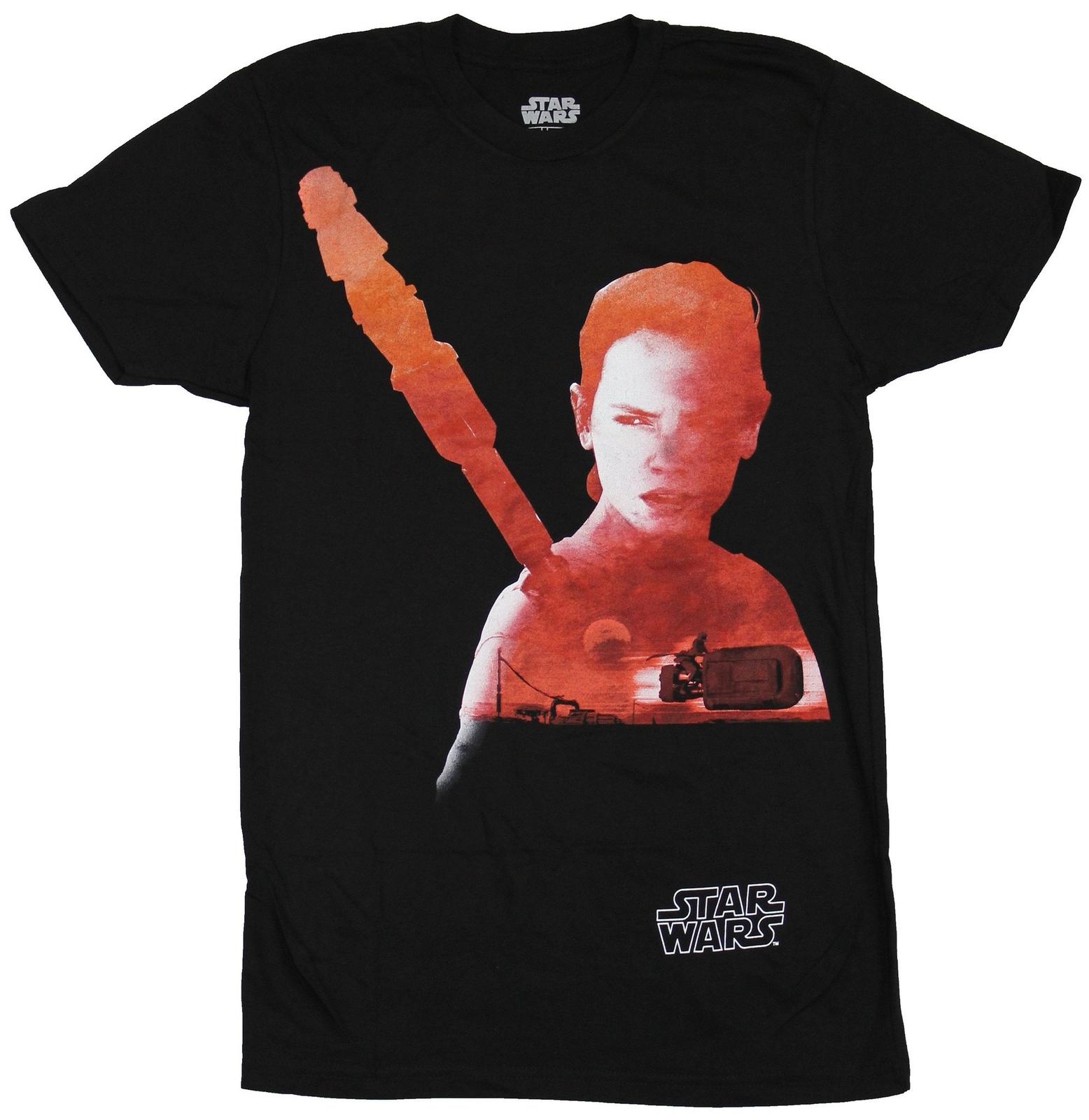 Star Wars Force Awakens Adult New T-Shirt - Rey Filled With Red Sky Movie Pic XXL