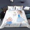 Carino Set Biancheria da Letto Principessa Ballerina Bambine Bambini 3 Pezzi Copripiumino Rosa Regalo di Compleanno per Bambine Decorazione Camera da Letto Misura Queen