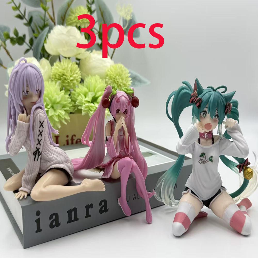 New Hatsune Miku Anime Figure Pink Dress Pvc Model Action Toys Cherry Pink Cherry Blossom Decoration Collect Gifts.*