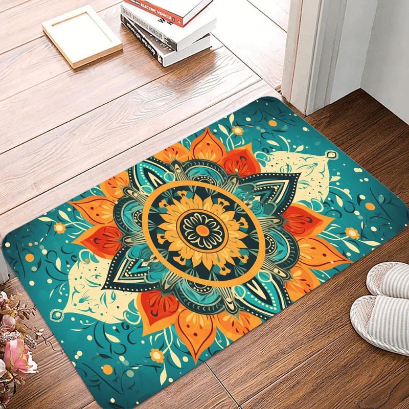Rutschfeste Retro-Blumenmuster-Kleine Teppiche Wasserdicht Leicht zu Reinigen Bodenmatten für Innen- und Außenbereich Langlebig Wohnkultur Mode