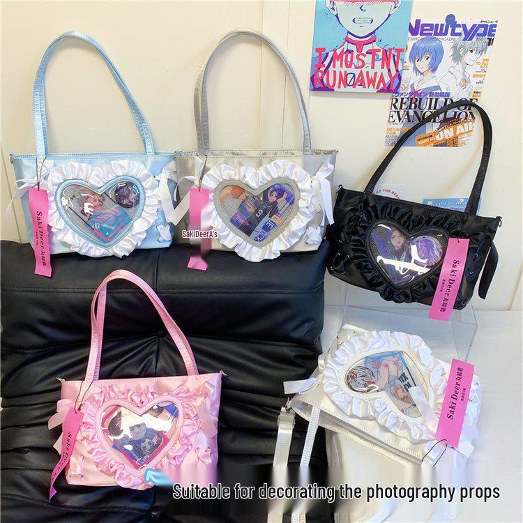 Sac Ita Cœur en Dentelle Anime Doux & Cool Épicé pour Femmes - Petit Sac Bandoulière/Épaule/Aisselle