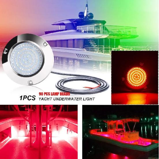 DC 12V 24V 45W Marine Boat LED Stern Light Round Stainless Steel LED Tail Lamp For Kayak Yacht Accessory Blue White Green Color
