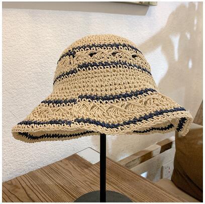 Summer new seaside photo big brim fisherman hat colorful dopamine foldable woven sunshade straw hat women