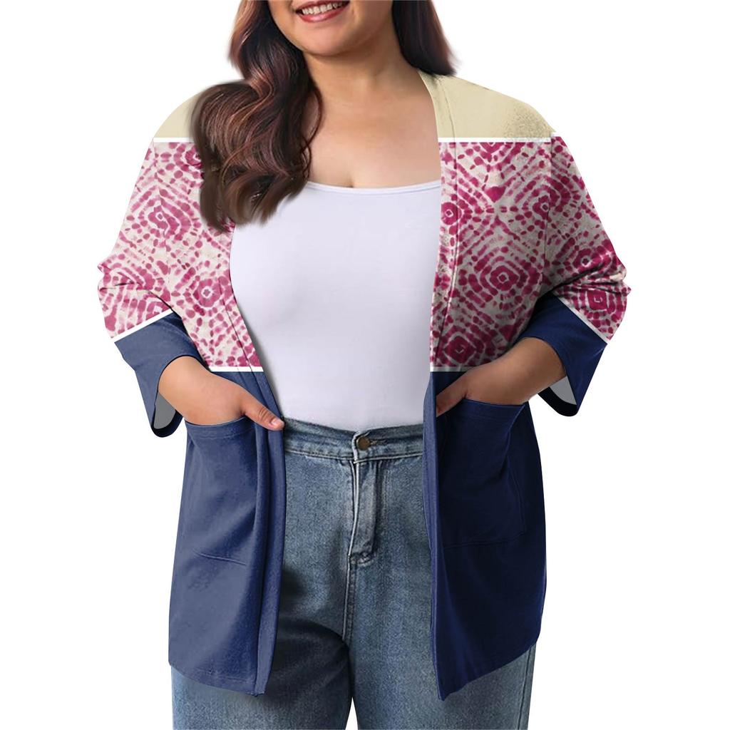 Women's Fall And Winter Fashion Casual Soild 3/4 Sleeve Mid-Length Cardigan Jacket