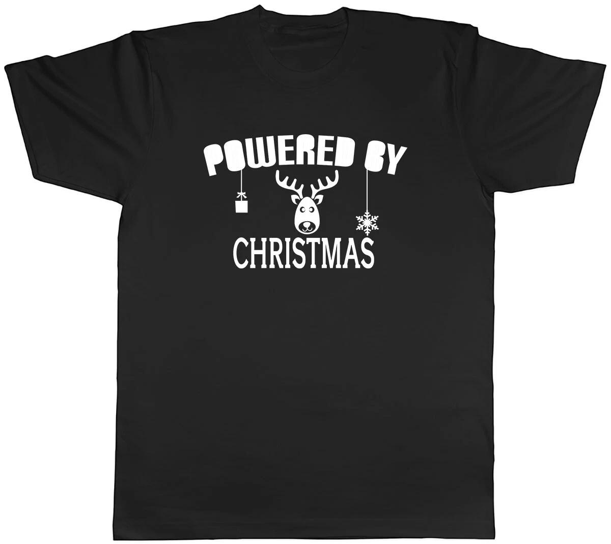 Powered by Christmas Mens Unisex T-Shirt Tee 100