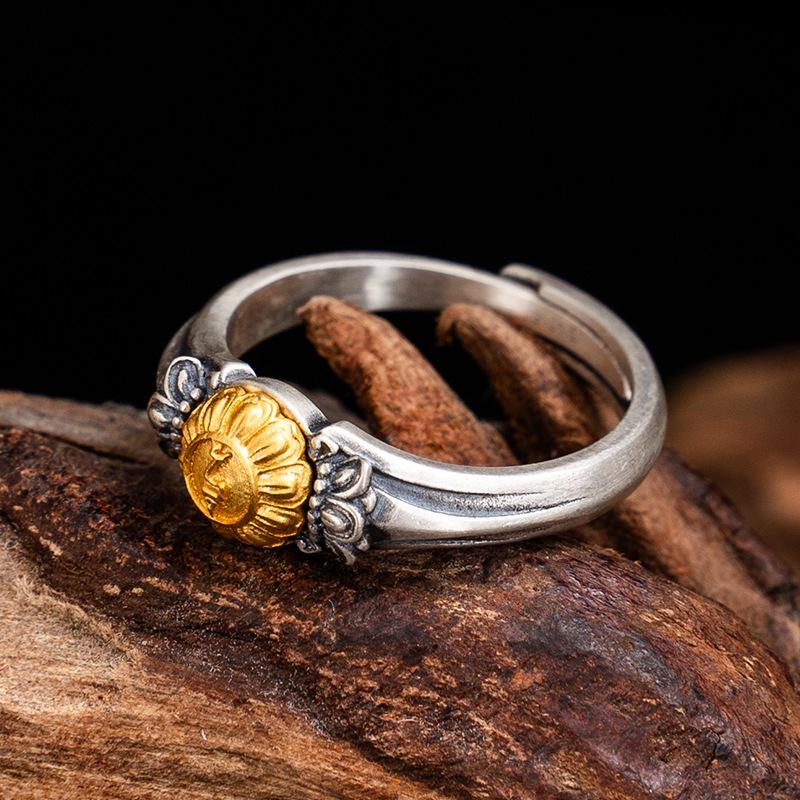 Green Tara Thai Silver Ring: Ethnic Tibetan Fashion Jewelry