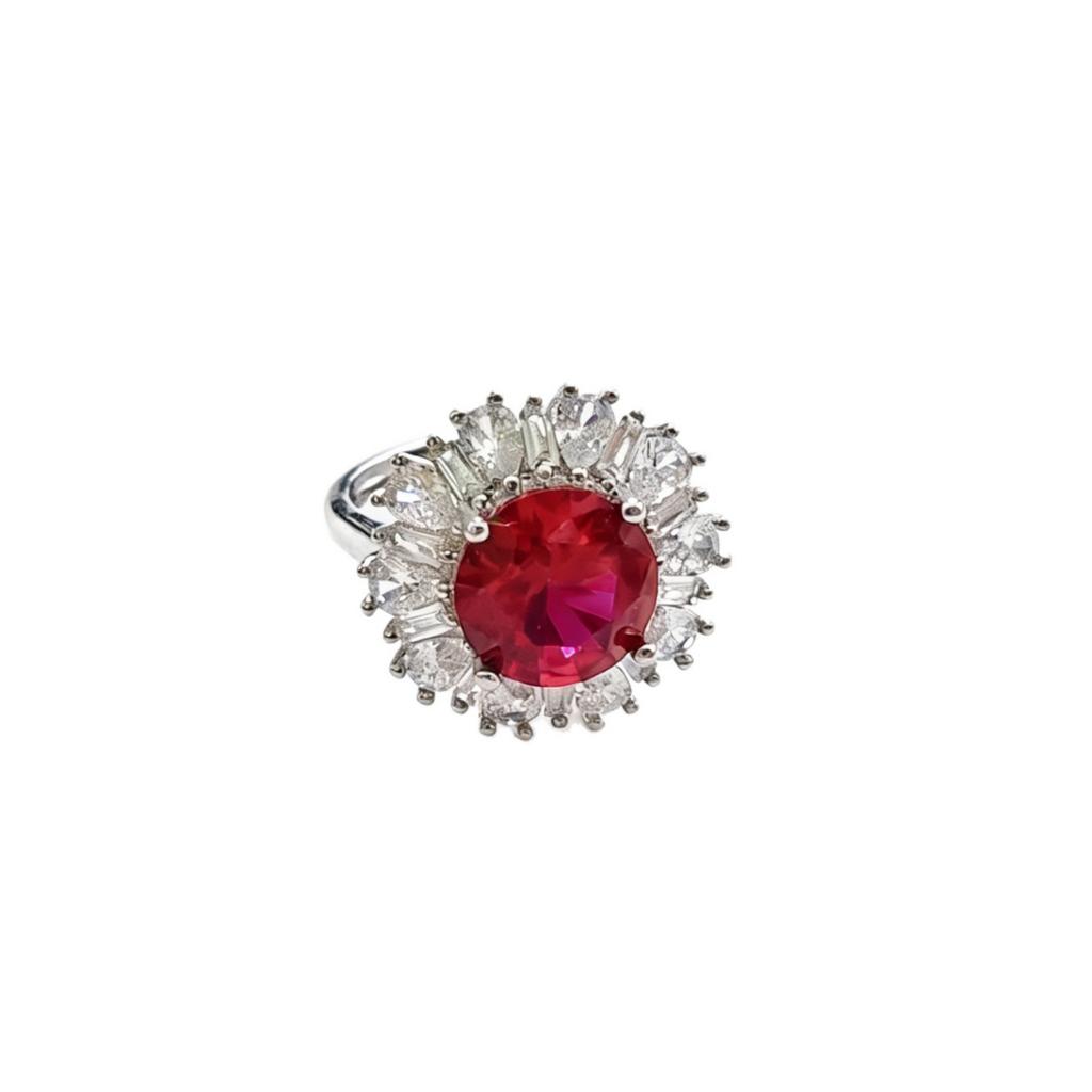 Imitation 5 Carat Emerald Ruby Sunflower Ring Big Diamond Snowflake Treasure Ring Female