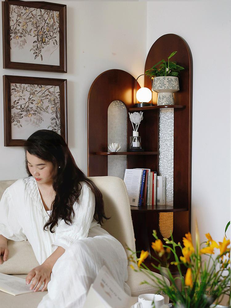 Chinese Solid Wood Corner Cabinet: Retro Bookcase & Sideboard Storage for Living Room