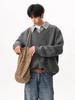 Vintage Style V-Neck Faux Two-Piece Men's Winter Sweater - Trendy Loose Knit Polo
