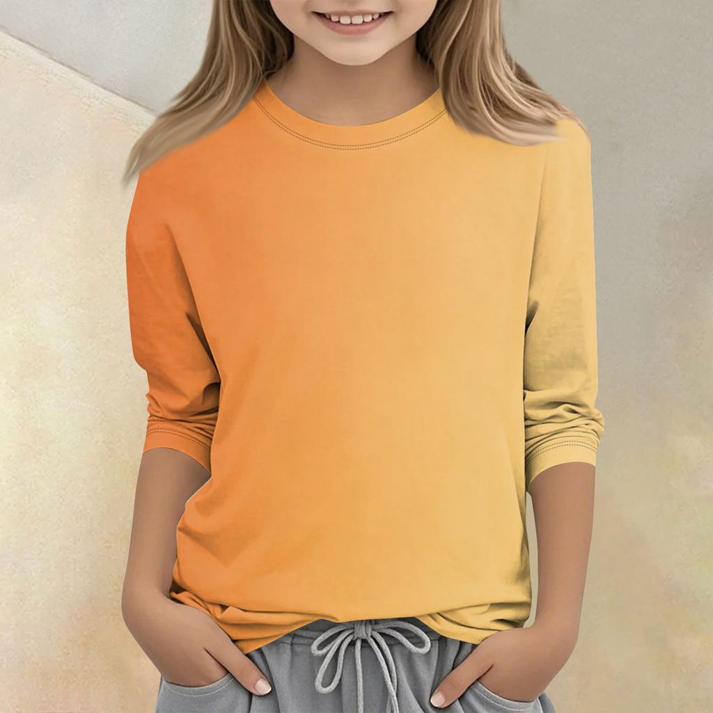 Children's Printed Round Neck Seven Quarter Sleeve Casual T-shirt