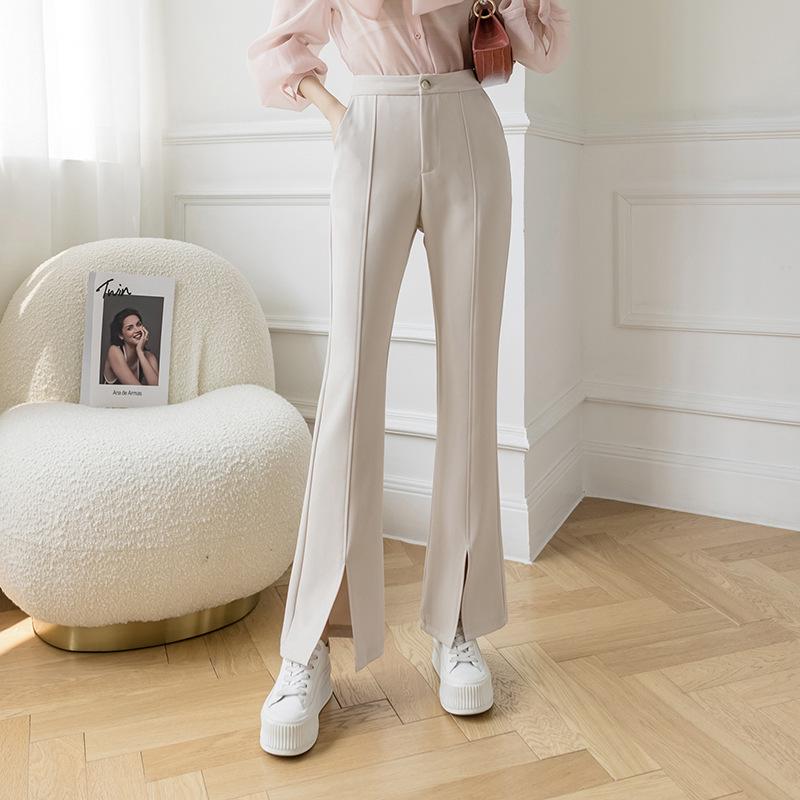 Women's Korean Style High-Waisted Flared Split Dress Pants - Spring/Summer 2026 Collection, Slimming Drapey Trousers Casual Trousers.