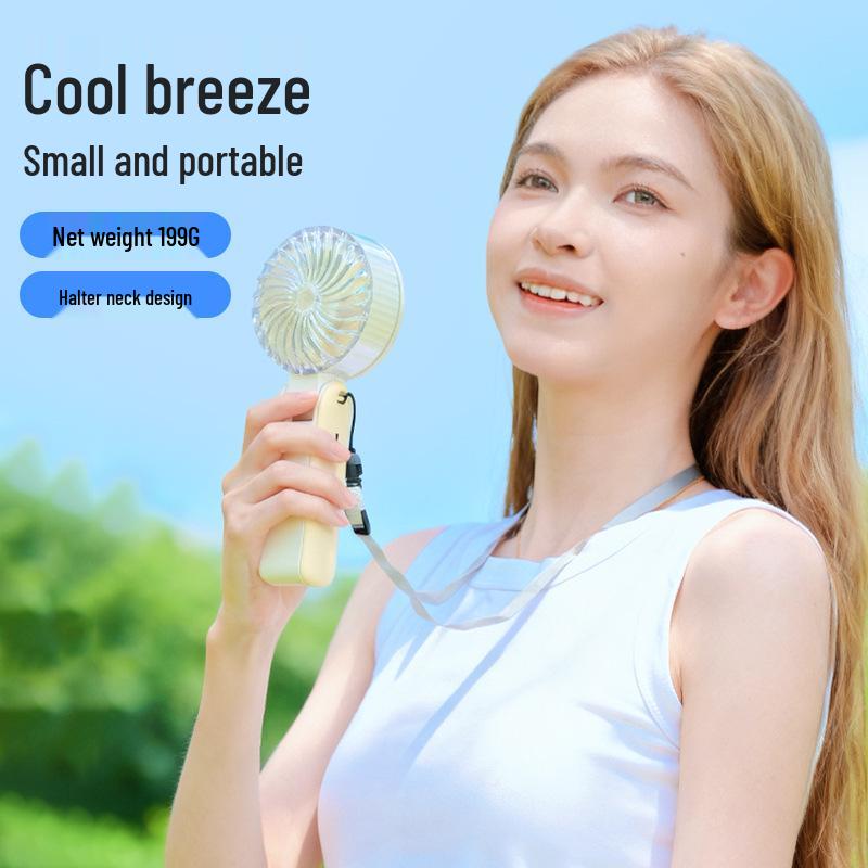 2026 New Model Foldable Handheld Portable Fan with Digital Display and 100-Level Stepless Speed Adjustment