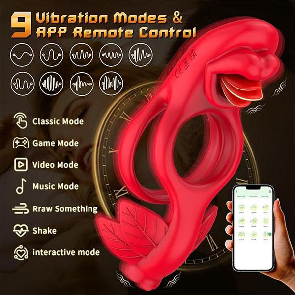 APP Clitoral Testicles Stimulator Vibrating Cock Ring Male Sex Toy Vibrating Penis Ring Vibrator with 9 Vibration Couples Adult Sex Toys for Men Women