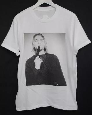ΣΠΑΝΙΟΣ! KURT COBAIN NIRVANA λευκό T-Shirt S-5XL Κοντομάνικο ΚΑΥΤΟ ΝΕΟ Unisex T-Shirt