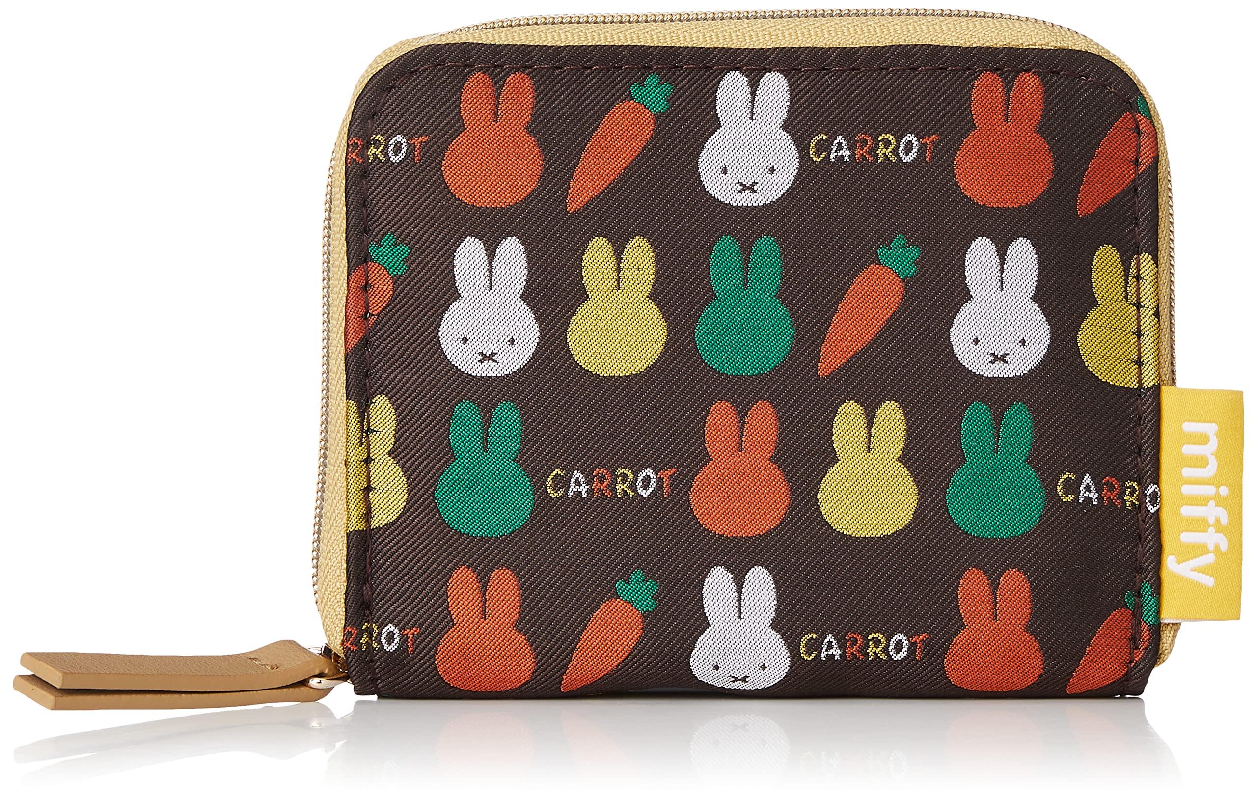 

Watanabe (Miffy) CARROT Series Jacquard Mini Wallet (Adult Size), Orange, Minimalist Design with Card Pockets on Both Sides